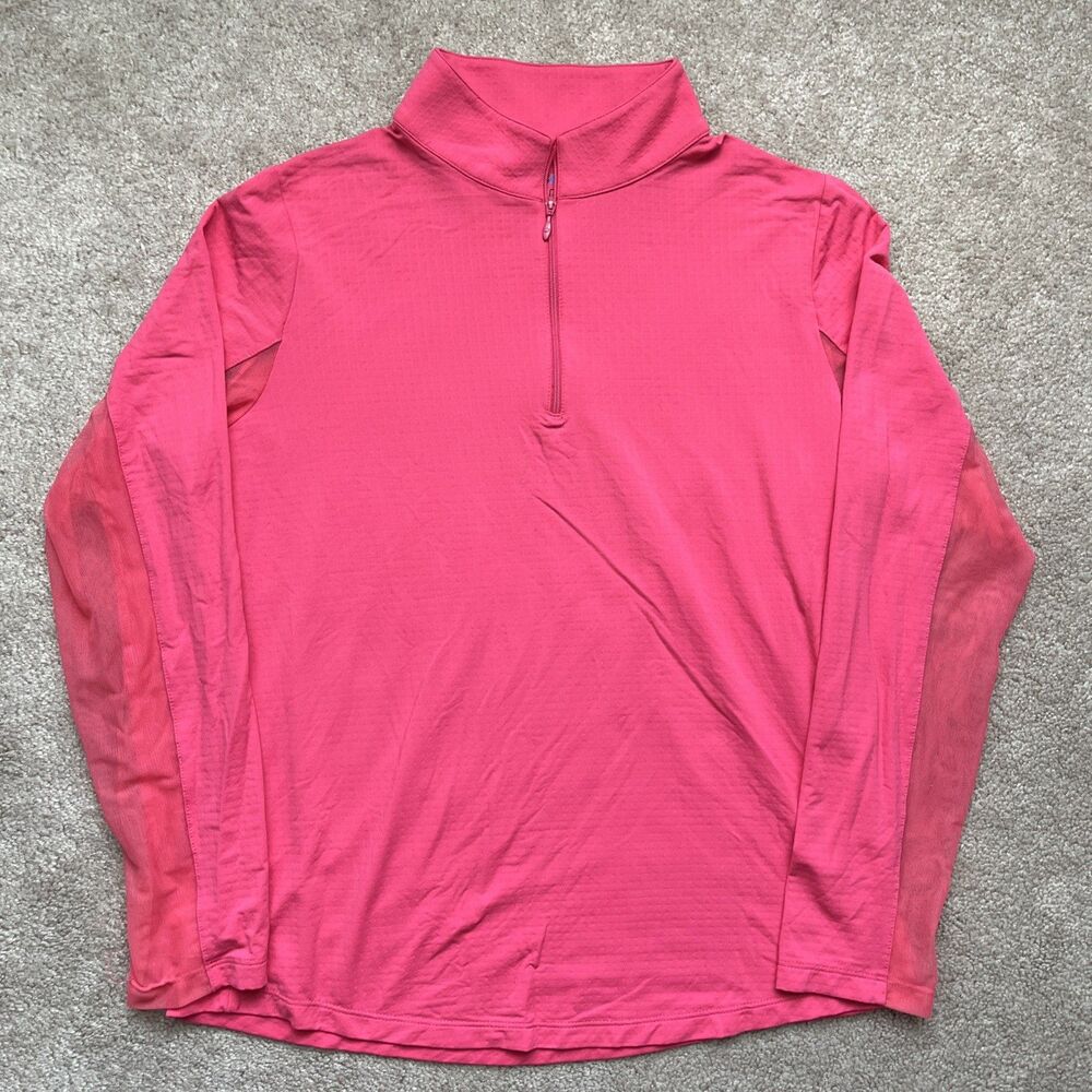 IBKUL Shirt Womens Medium 1/4 Zip Pink UPF 50+ Golf Sun Protection Mesh